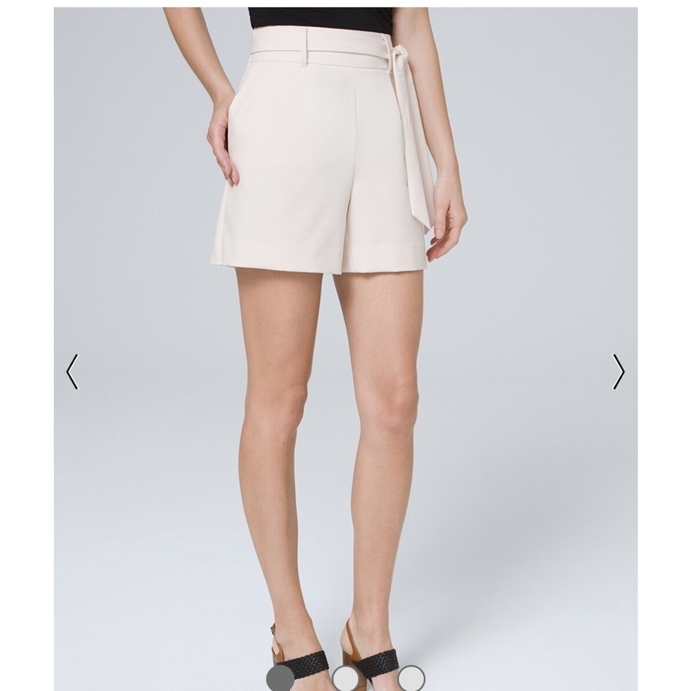 White House Black Market 5 Inch High Waist Belted Soft Shorts Cream Sz 10 New